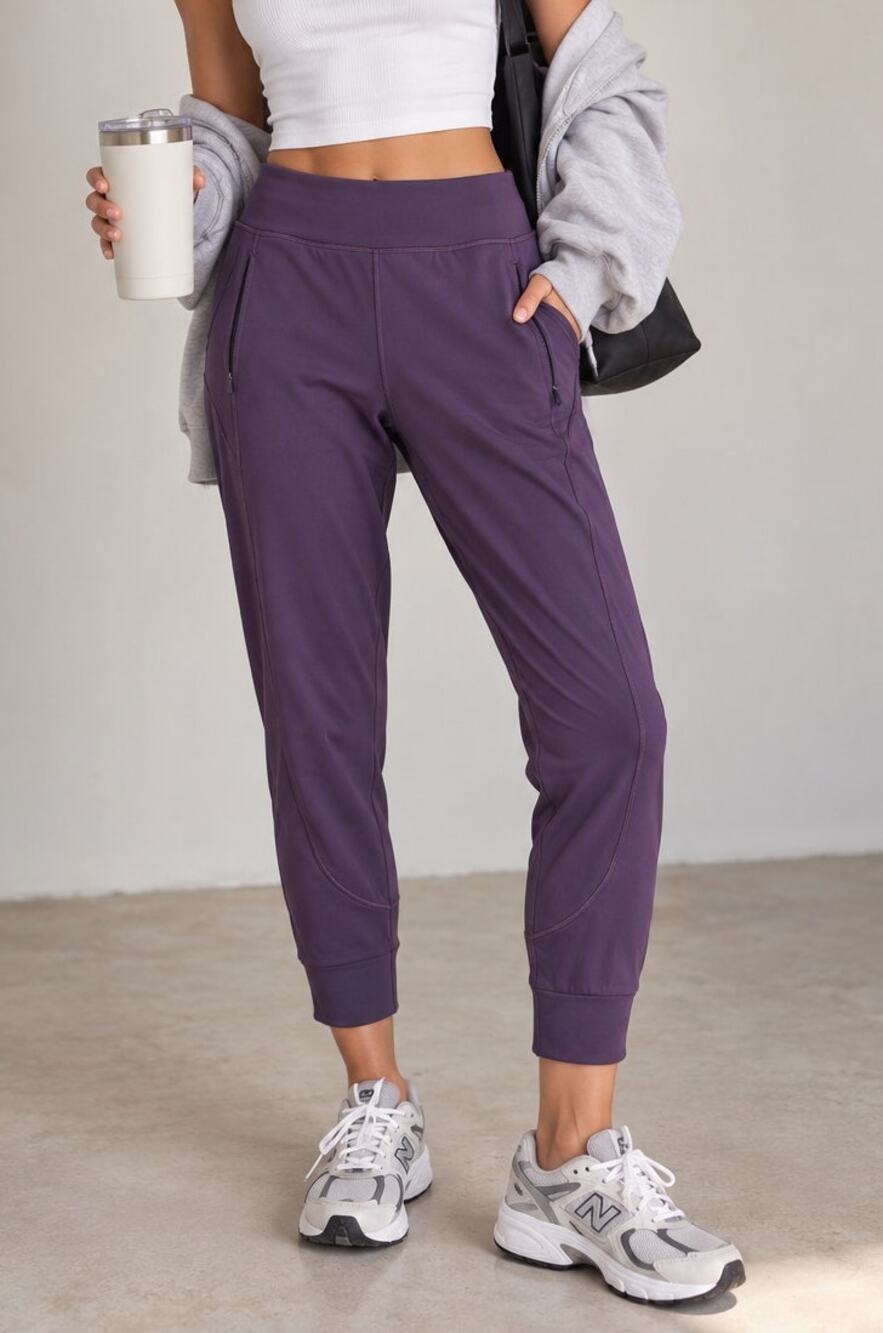 Athleta Rainier Mid Rise Jogger Pants Size XL Purple Athletic Running Sporty Gym